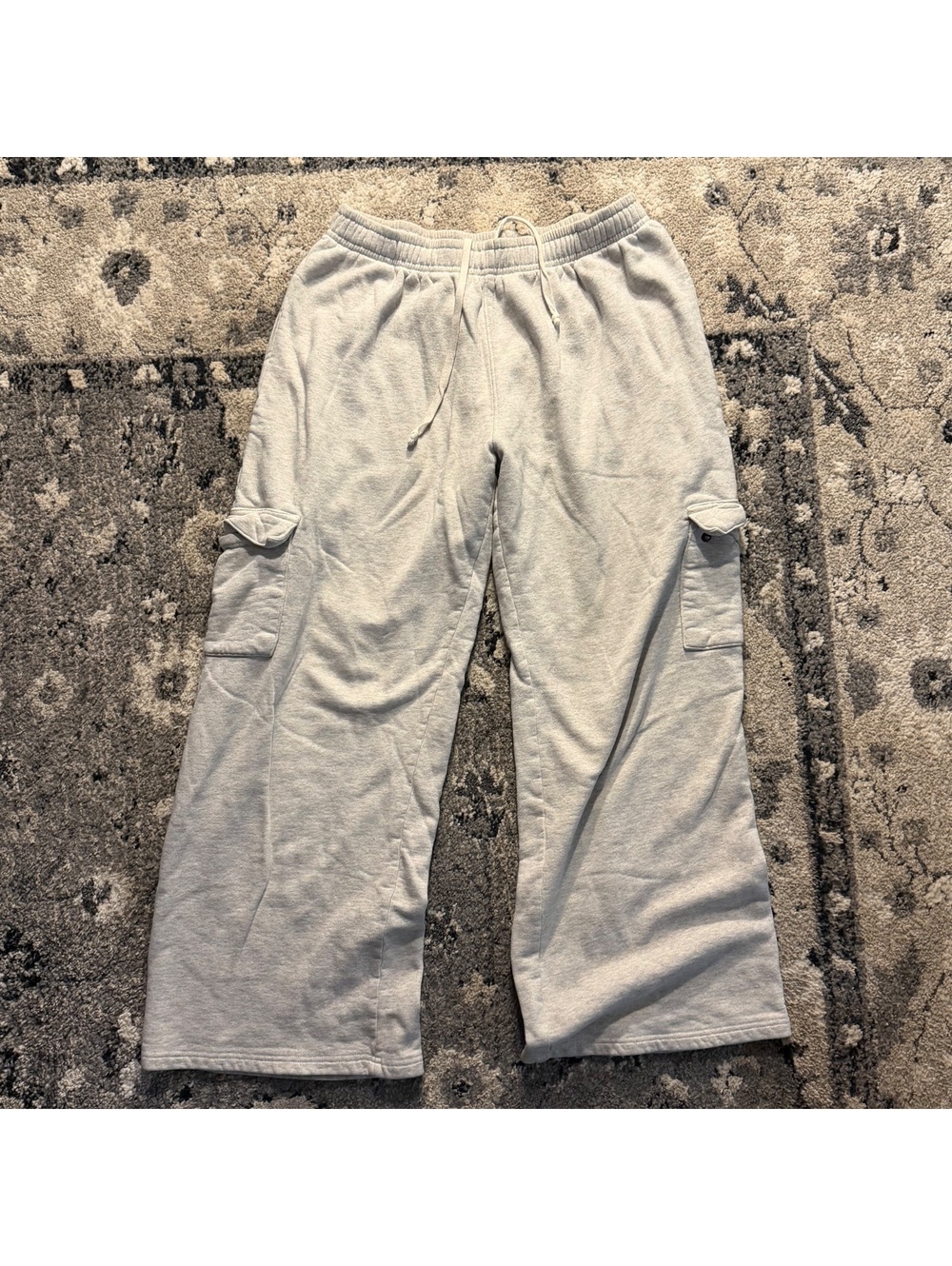 Brandy Melville Light Gray Cargo Sweatpants with Drawstring,